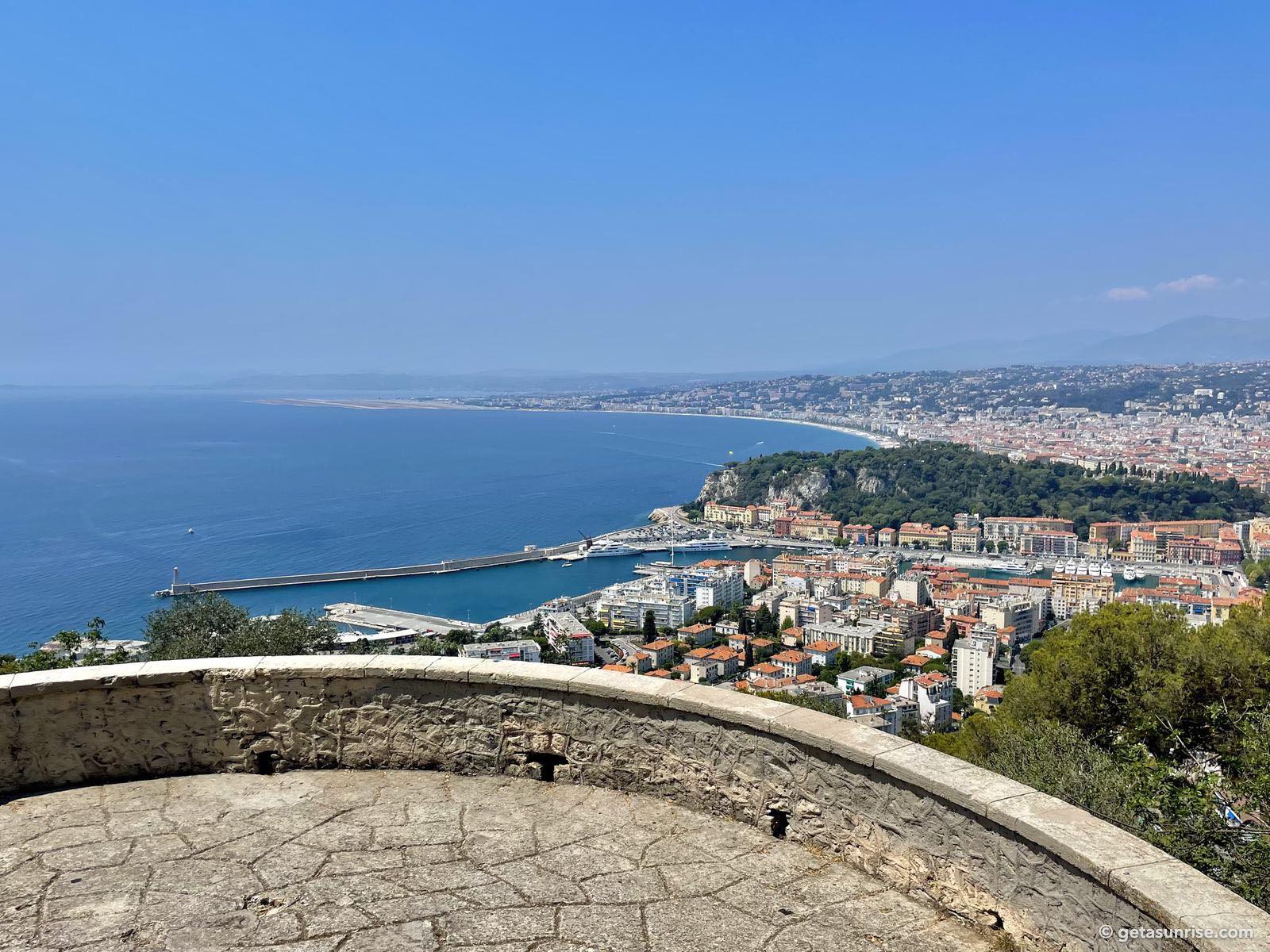 View from the Mont Boron terrace over the port of Nice, Castle Hill and the Baie des Anges